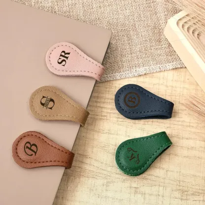 Personalized Leather Magnetic Bookmark – Initials/Name Gift for Men & Women