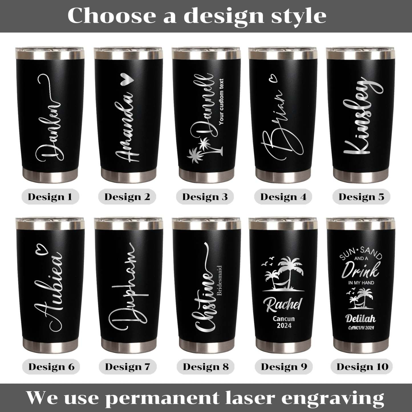 Custom Name Tumbler- Bridesmaid & Birthday Gift, Family Vacation Gift