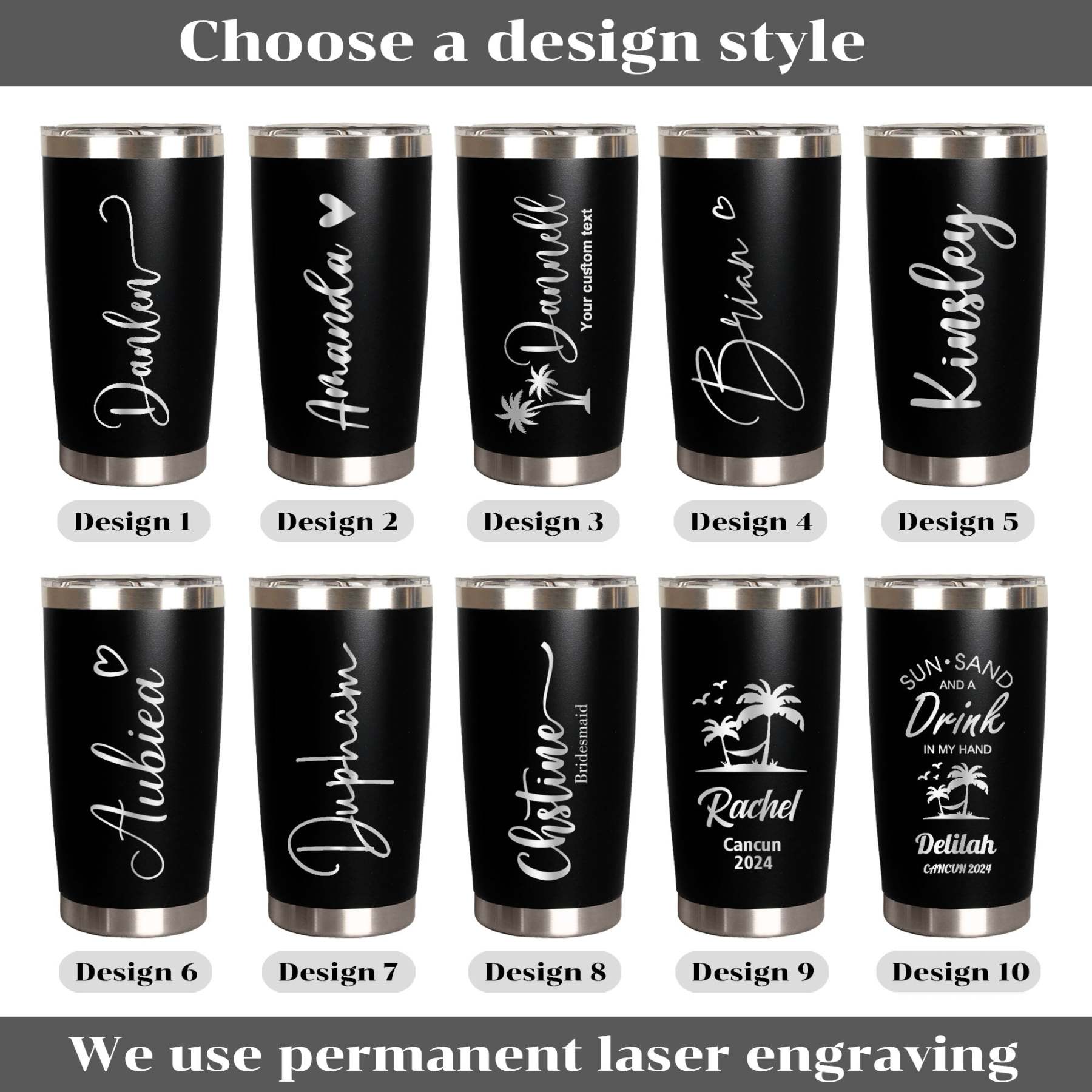 Custom Name Tumbler- Bridesmaid & Birthday Gift, Family Vacation Gift