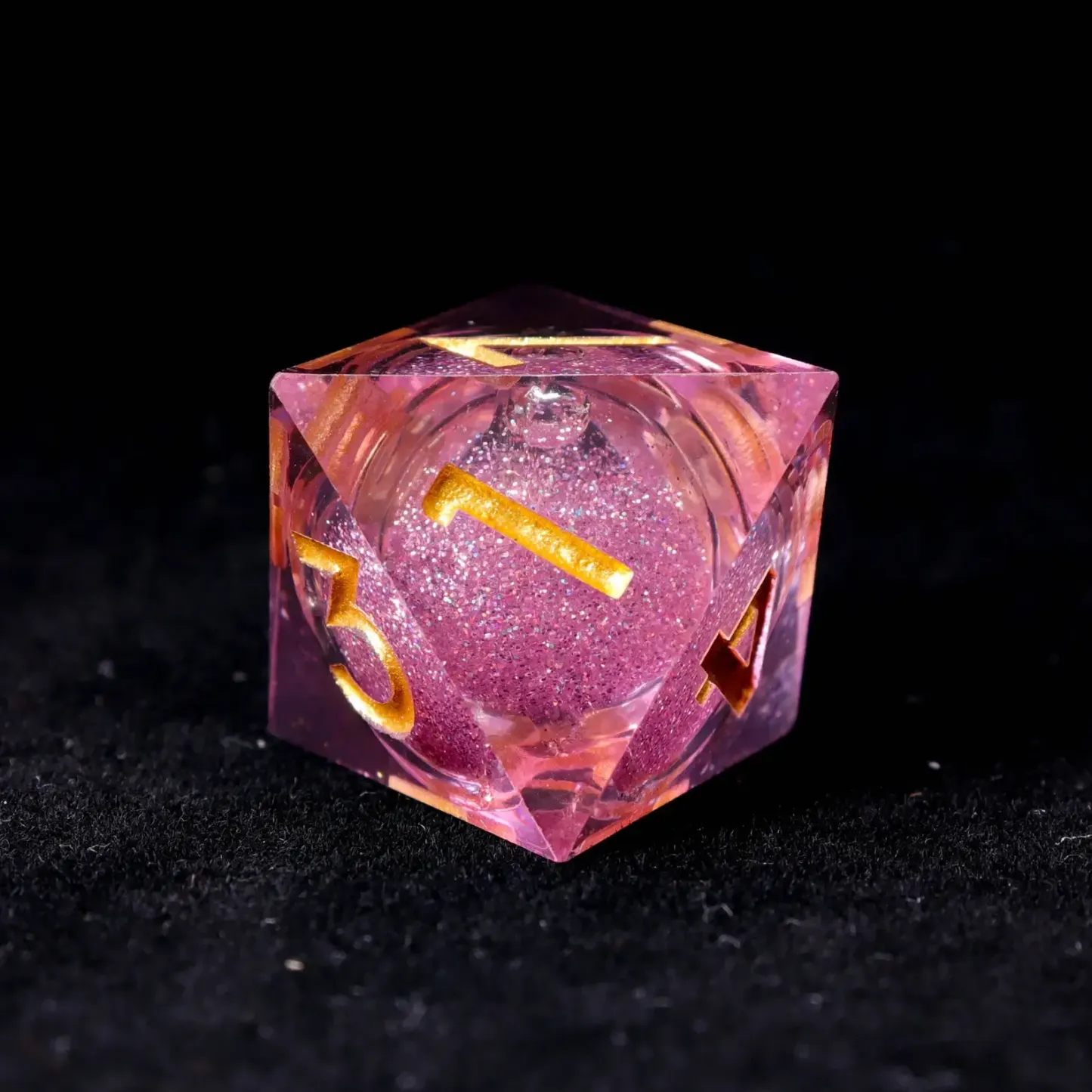 Pink Liquid Core DND Dice Set – Sharp D6 & D20, Birthday Gift for D&D Players