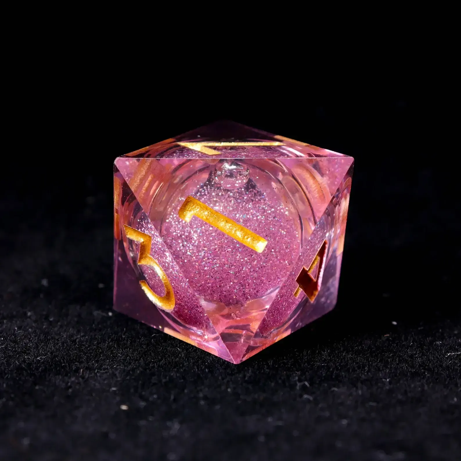 Pink Liquid Core DND Dice Set – Sharp D6 & D20, Birthday Gift for D&D Players