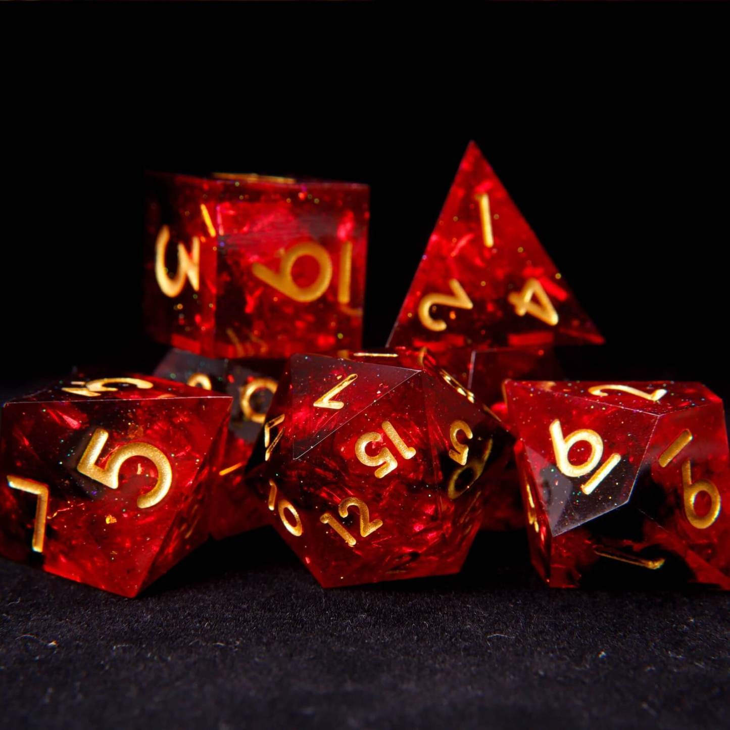 Fiery Red Sharp Edges Dungeons & Dragons Polyhedron RPG Dice Set DND