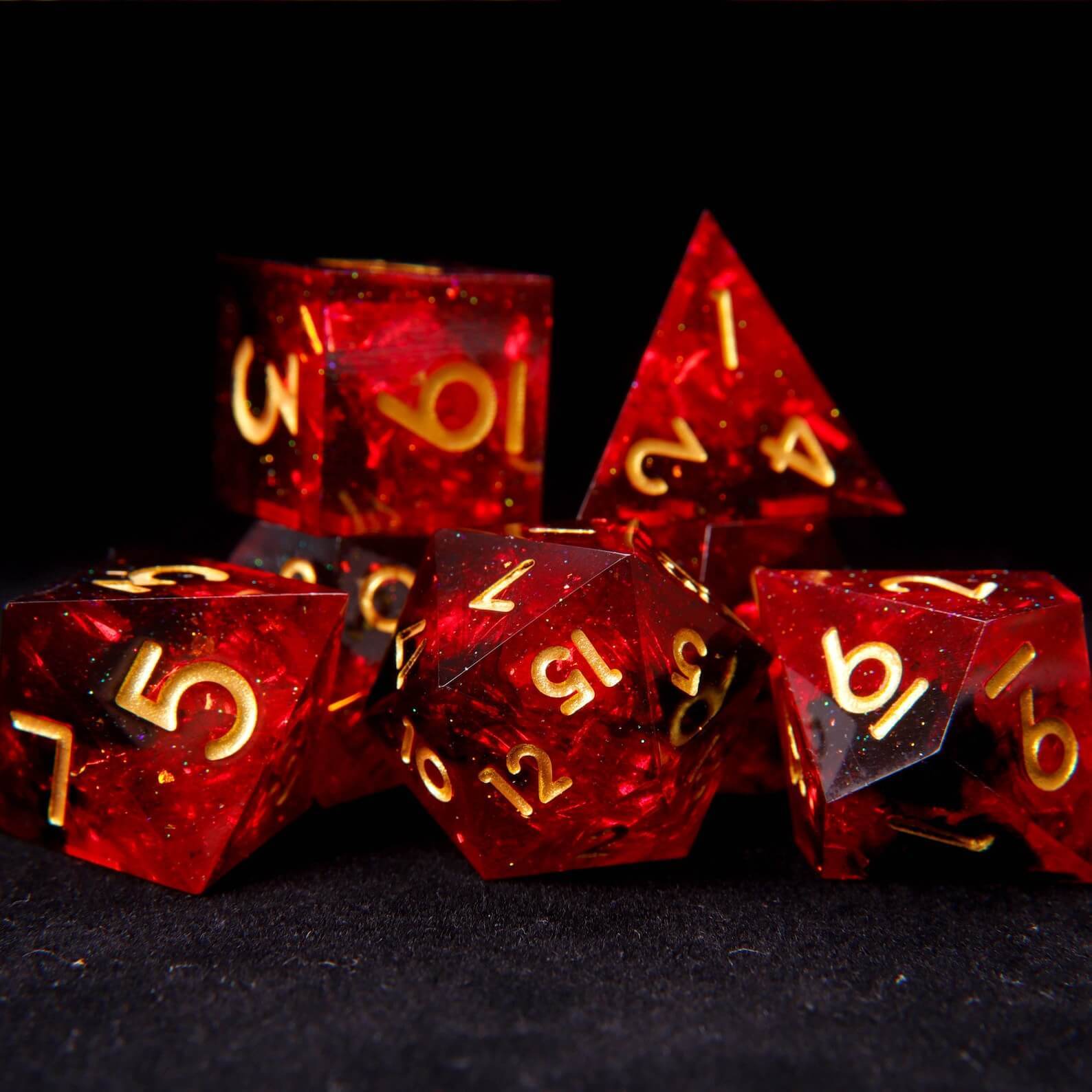 Fiery Red Sharp Edges Dungeons & Dragons Polyhedron RPG Dice Set DND
