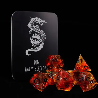 Orange D&D Dice Set – Sharp Edge D6 & D20, Polyhedral RPG Victory Gift