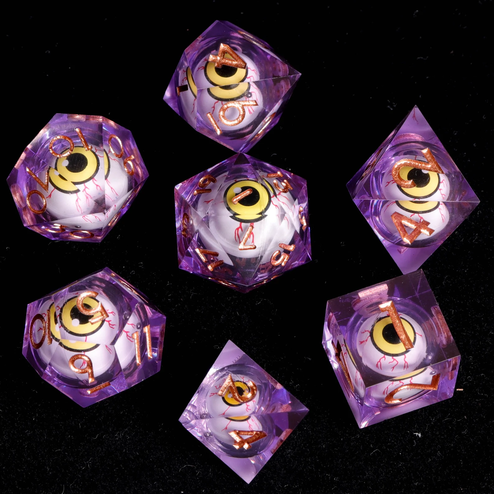 Moving Eyes D&D Dice Set – Liquid Core D6 & D20, Sharp Edge RPG Dice, Perfect Gift for Players