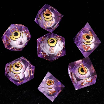 Moving Eyes D&D Dice Set – Liquid Core D6 & D20, Sharp Edge RPG Dice, Perfect Gift for Players