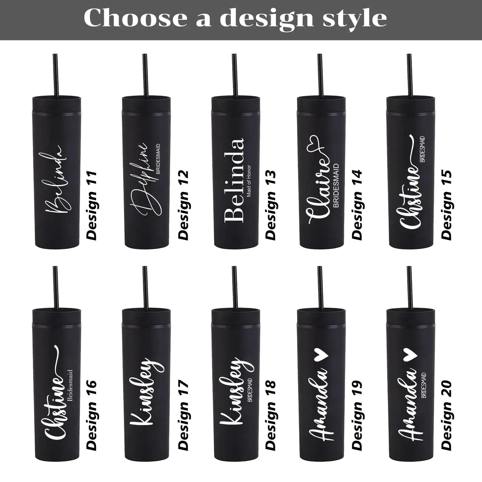 Personalized Skinny 16oz Tumbler with Straw – Bridesmaid Gift Idea