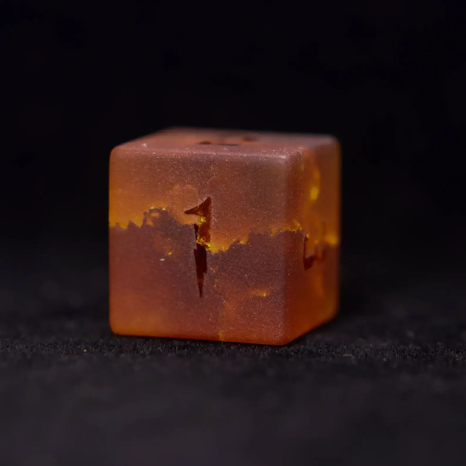 Orange Glass Sharp Edge D&D Dice Set, Dungeons and Dragons Polyhedral RPG Gemstone Dice Set
