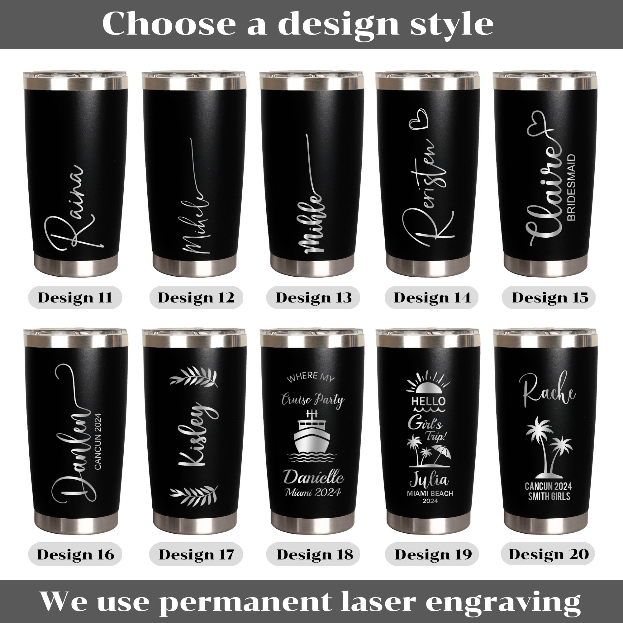 Custom Name Tumbler- Bridesmaid & Birthday Gift, Family Vacation Gift