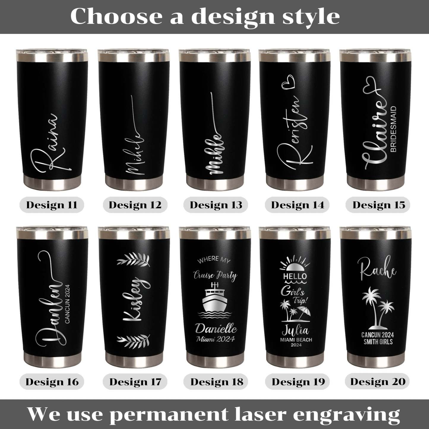 Custom Name Tumbler- Bridesmaid & Birthday Gift, Family Vacation Gift