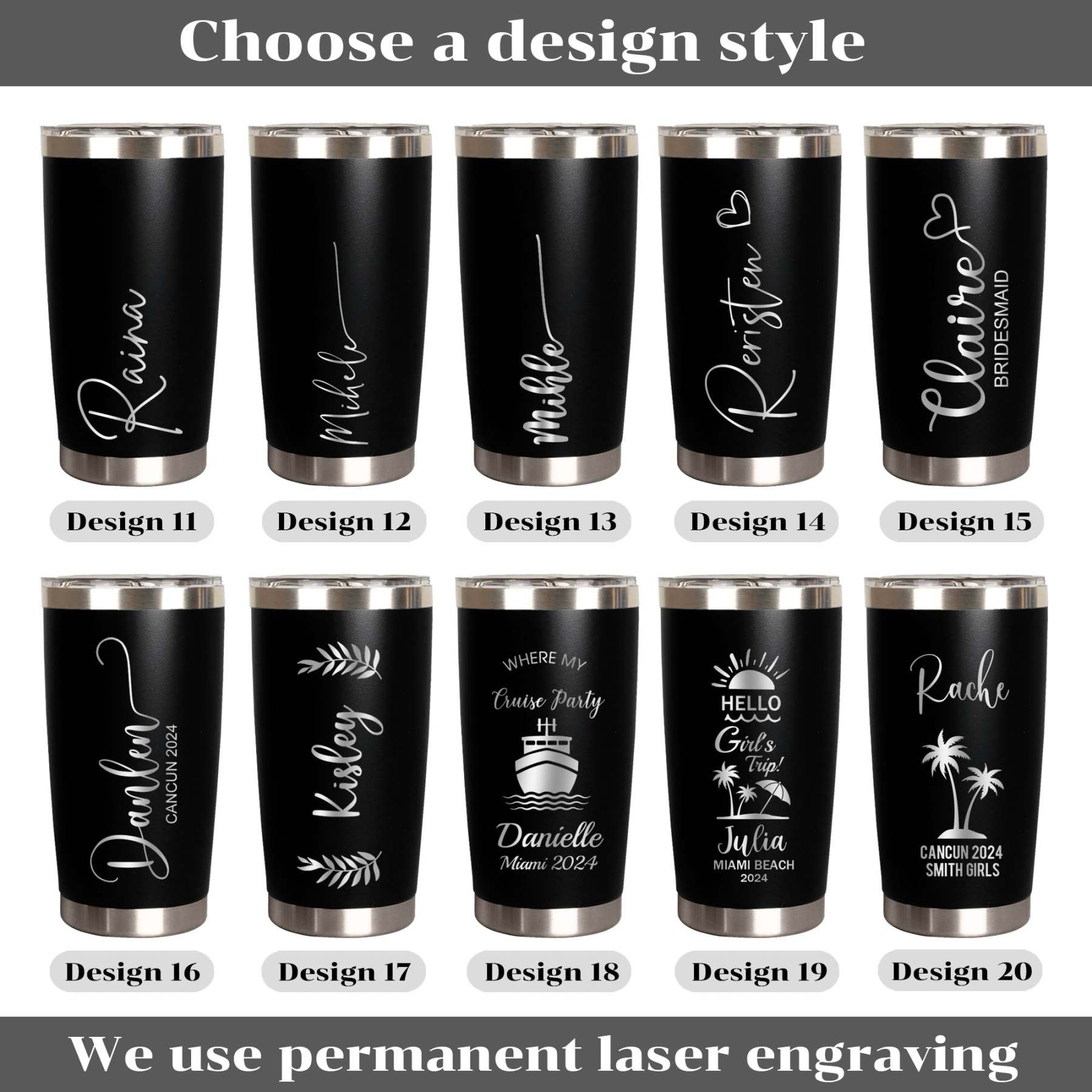 Custom Name Tumbler- Bridesmaid & Birthday Gift, Family Vacation Gift