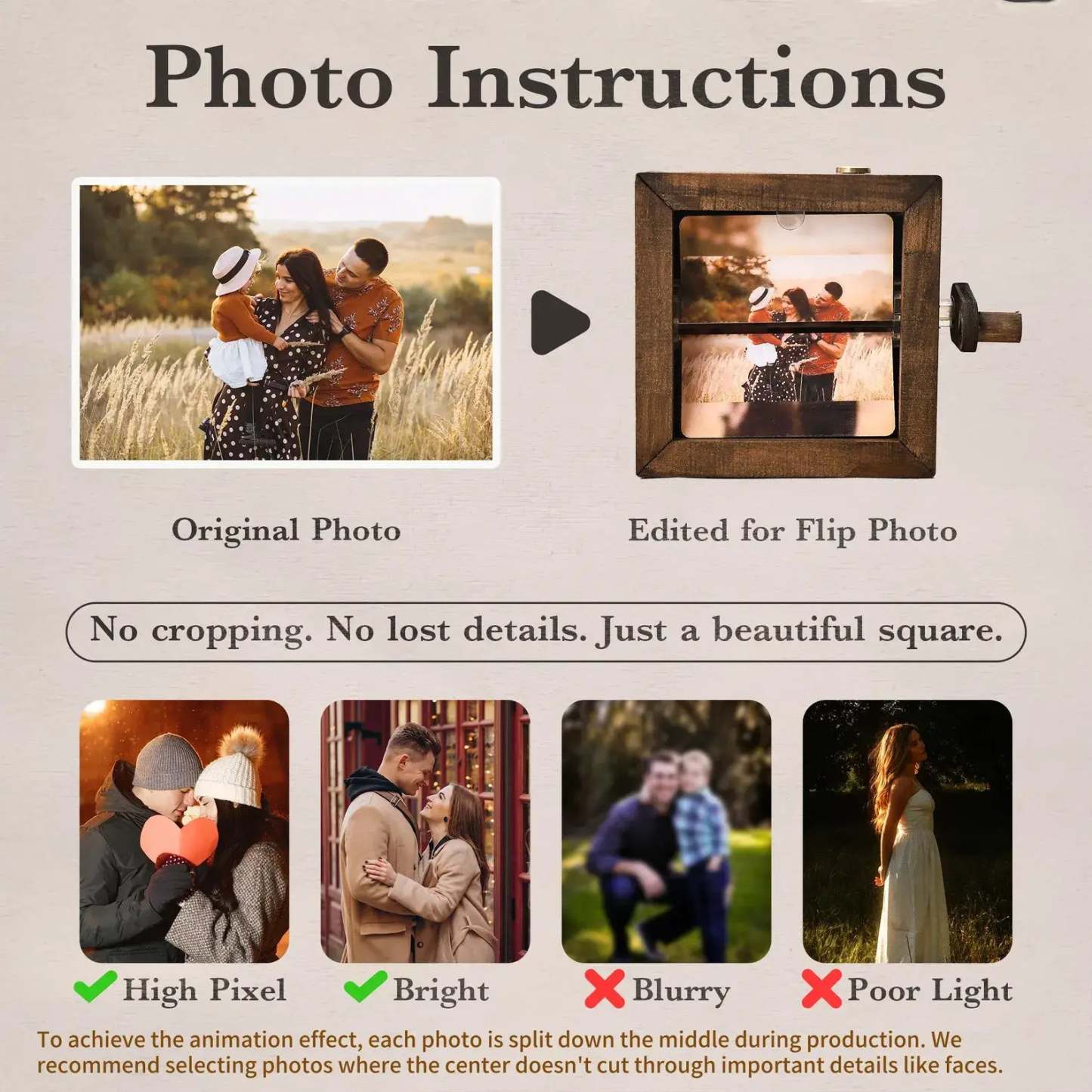 Hand-Cranked Flipbook Photo Frame – Custom Animation Box with Light, Unique Anniversary Gift