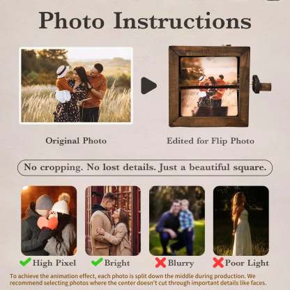 Hand-Cranked Flipbook Photo Frame – Custom Animation Box with Light, Unique Anniversary Gift