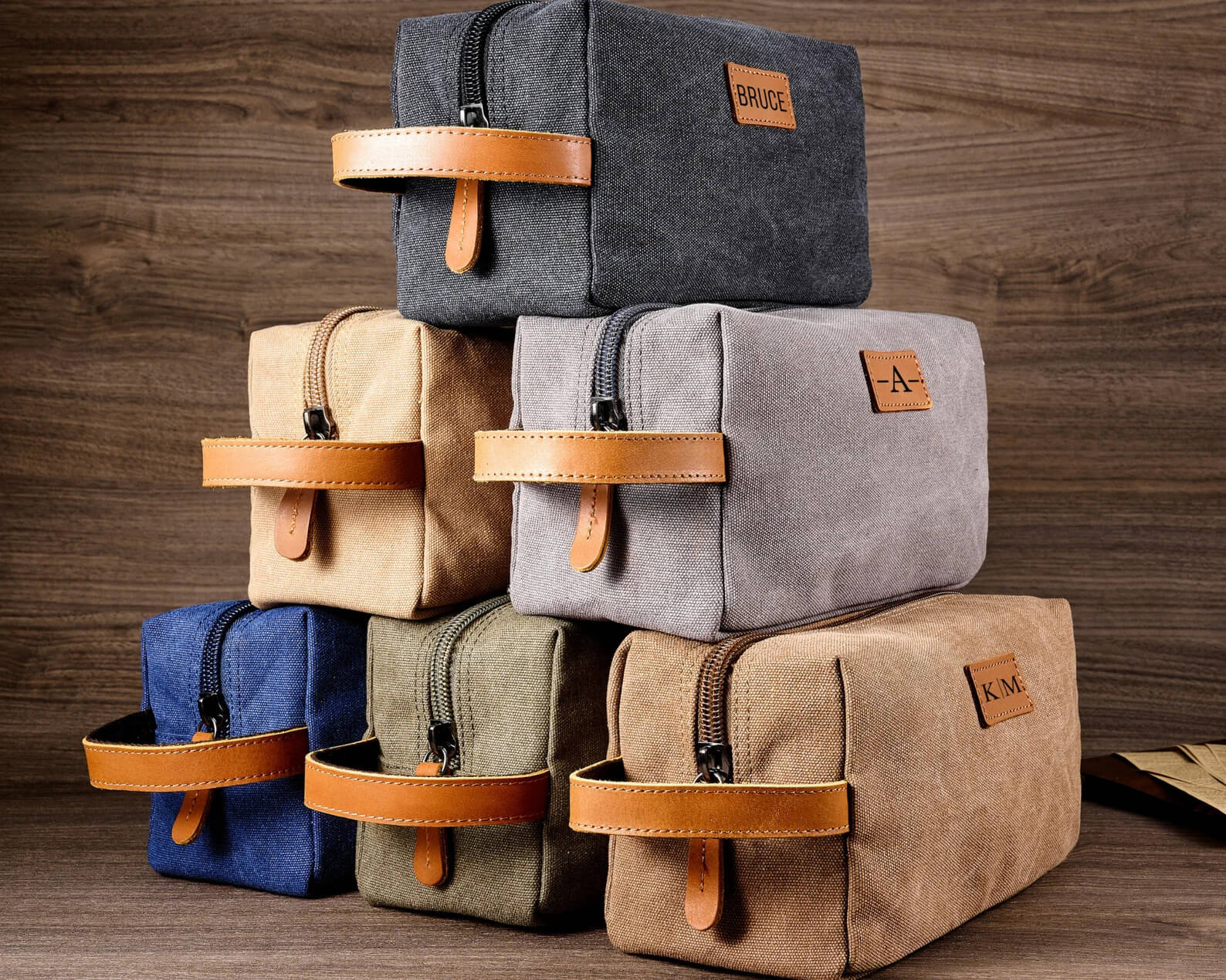 Custom Canvas Men's Toiletry Bag – Personalized Wash Bag with Name