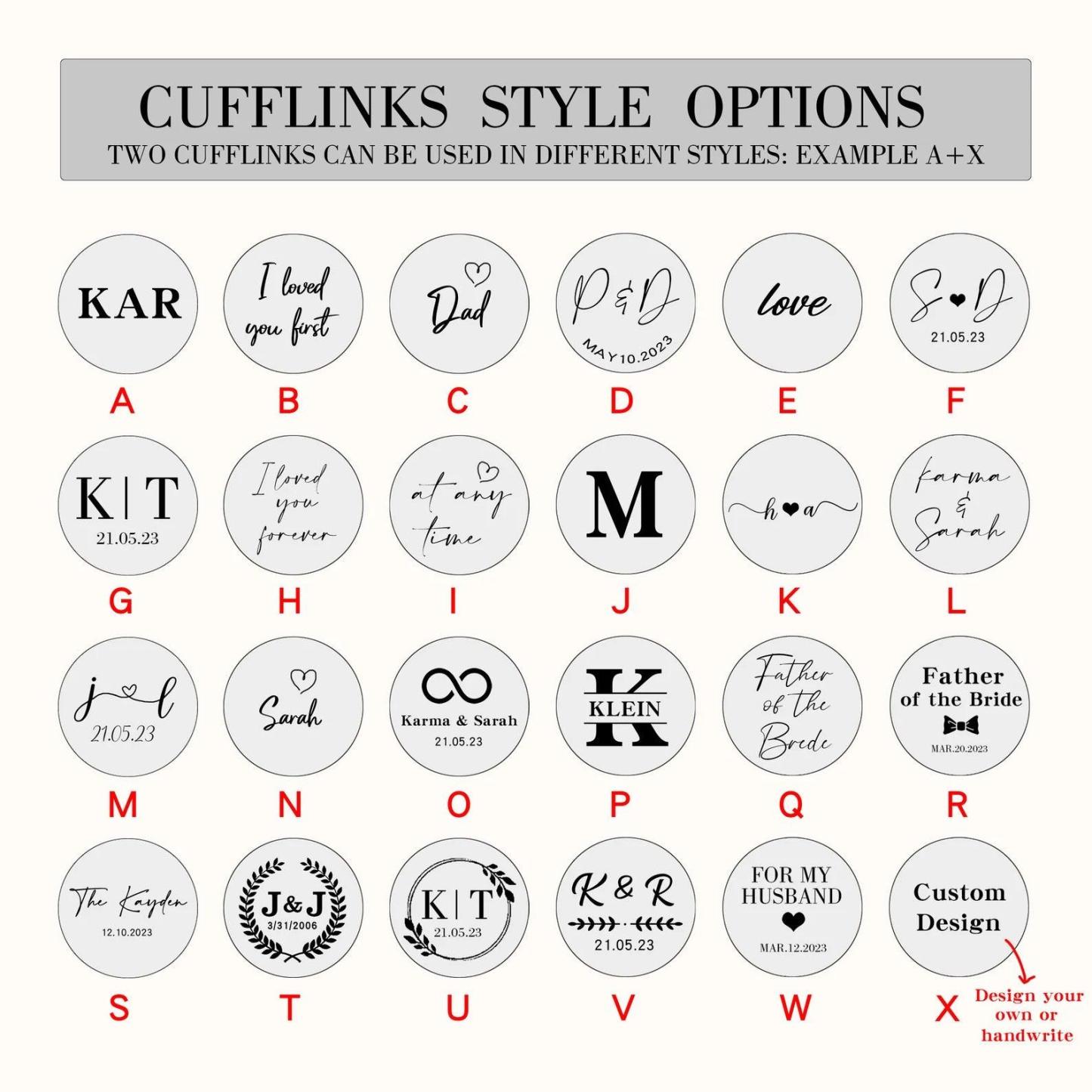 Custom Character Cufflinks Set - Personalized Cufflinks for Weddings