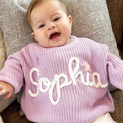 Custom Embroidered Baby Name Sweater – Light & Soft Personalized Gift