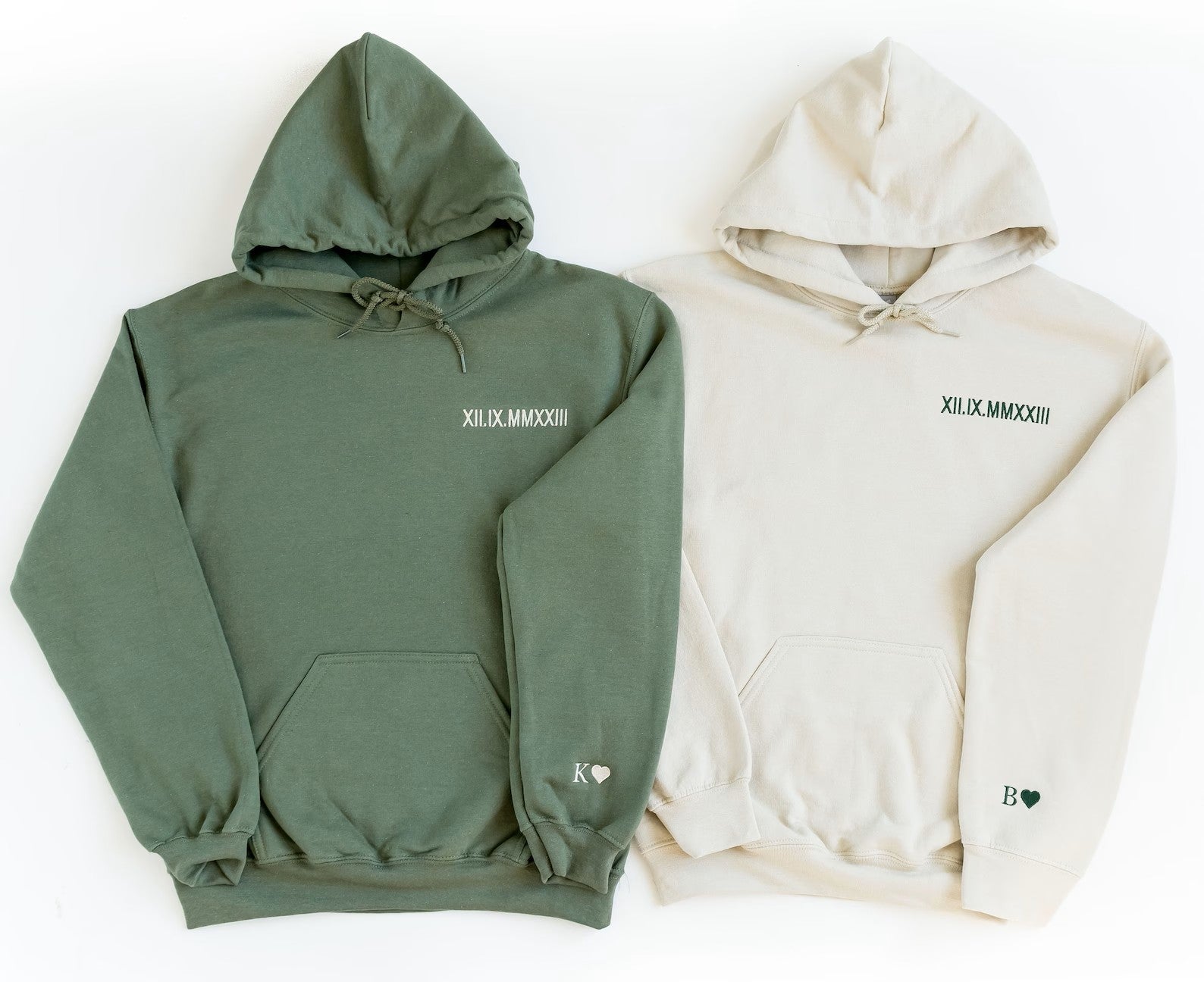 Custom Embroidered Roman Numeral Hoodie - Couples Gift & 1st Anniversary gift