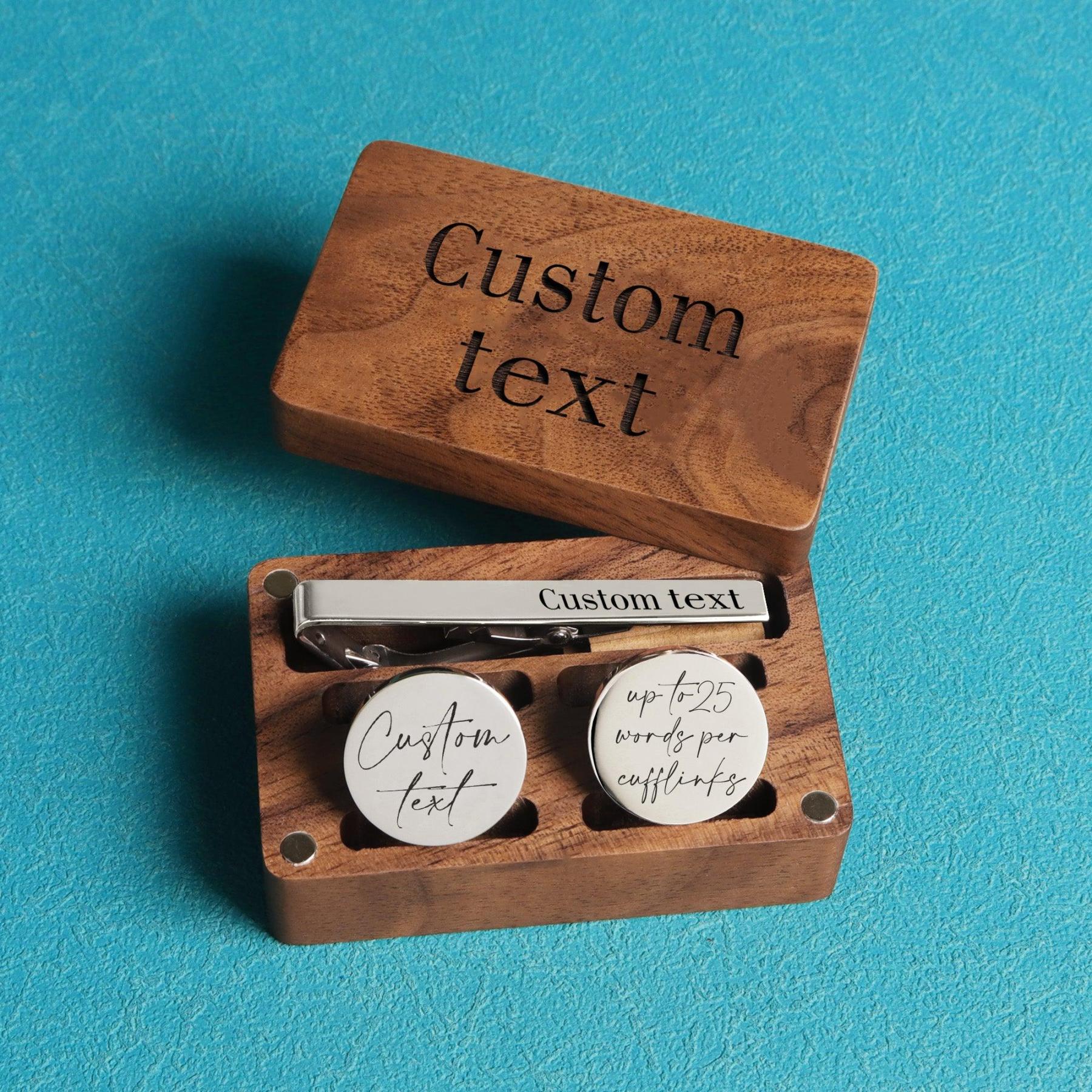 Custom Engraved Cufflink Set for Men - Personalized Wedding, Birthday, Anniversary Gift