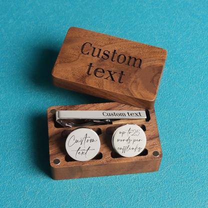 Custom Engraved Cufflink Set for Men - Personalized Wedding, Birthday, Anniversary Gift