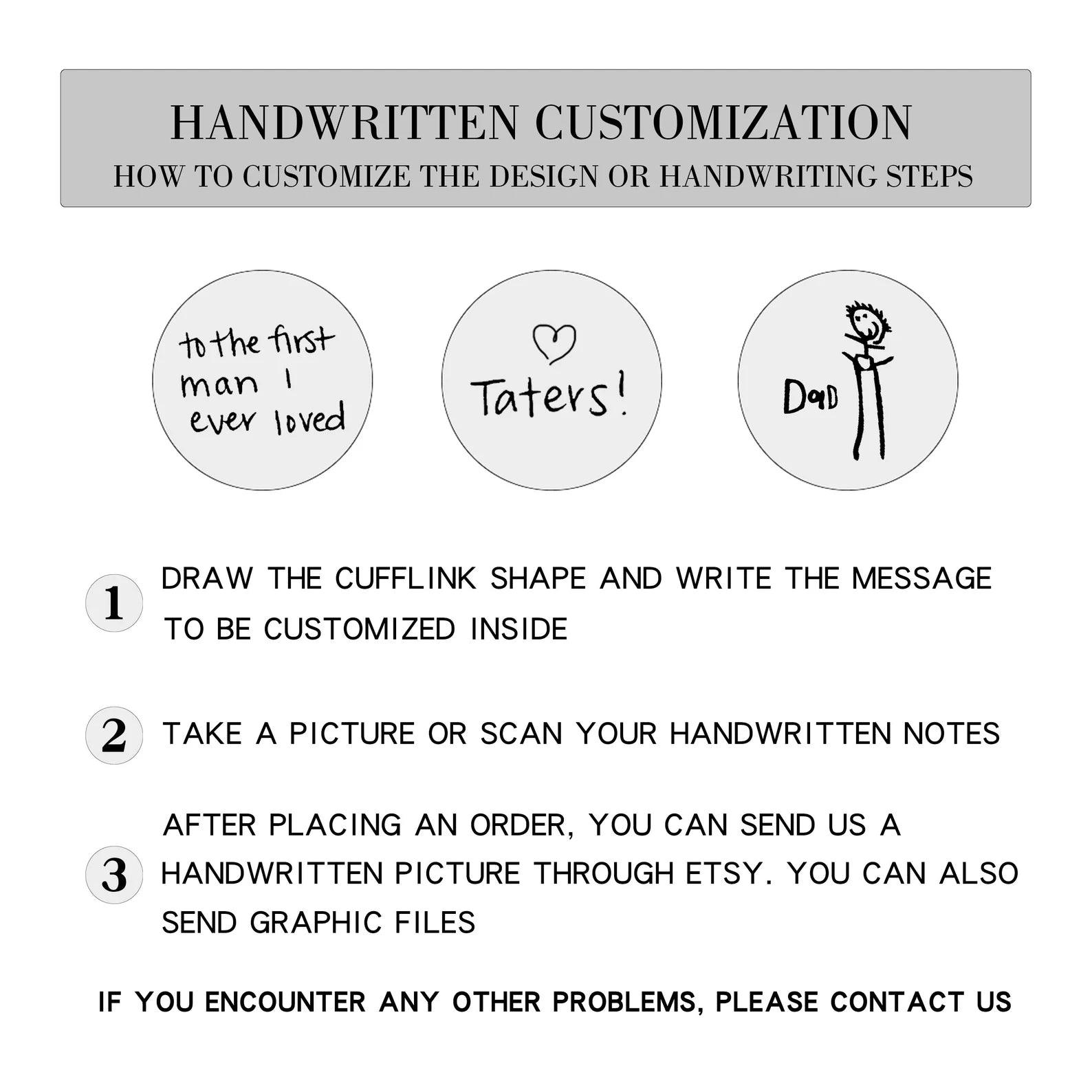 Custom Handwritten Cufflinks Set - Personalized Cufflinks for Any Occasions