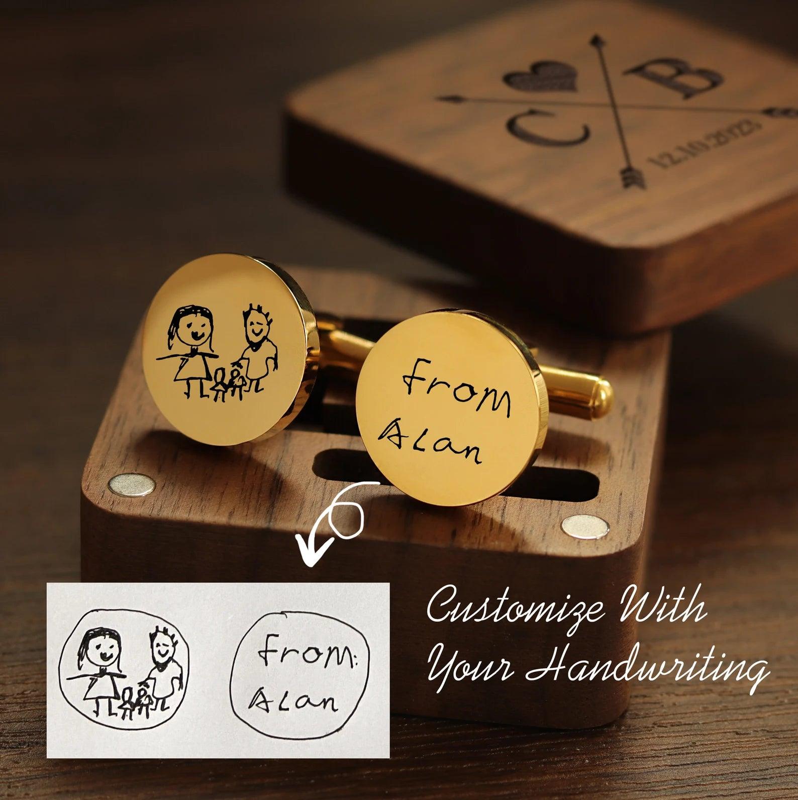 Custom Handwritten Cufflinks Set - Personalized Cufflinks for Any Occasions