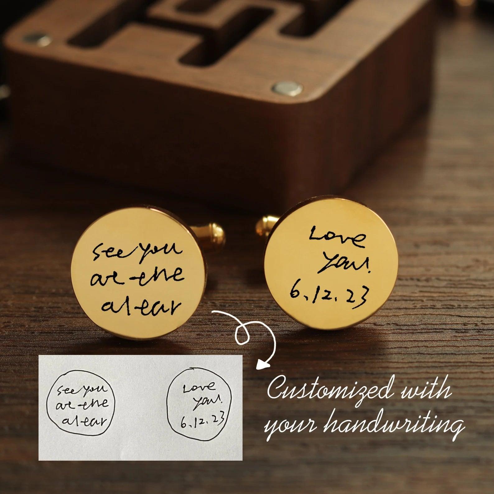 Custom Handwritten Cufflinks Set - Personalized Cufflinks for Any Occasions