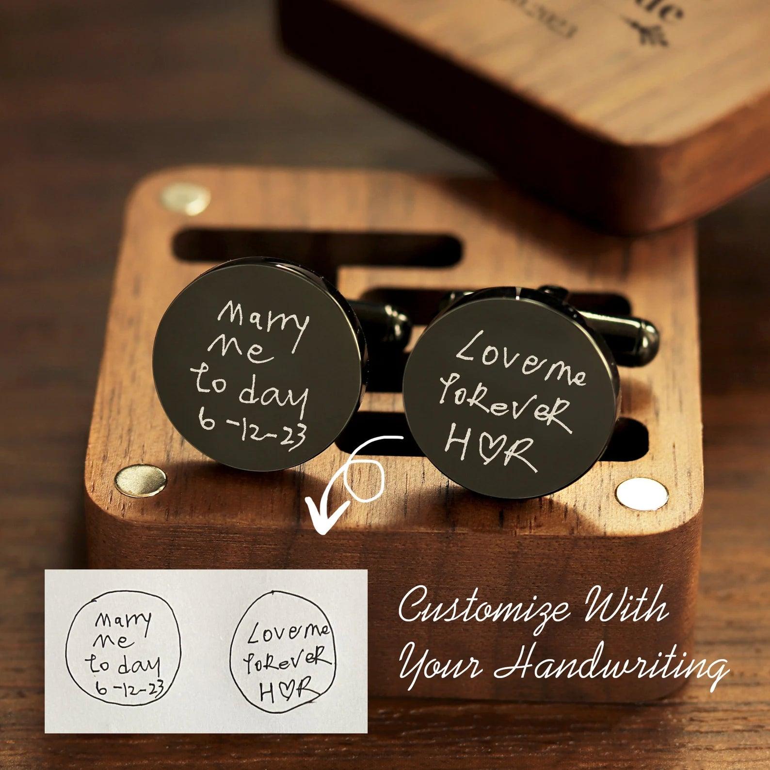 Custom Handwritten Cufflinks Set - Personalized Cufflinks for Any Occasions