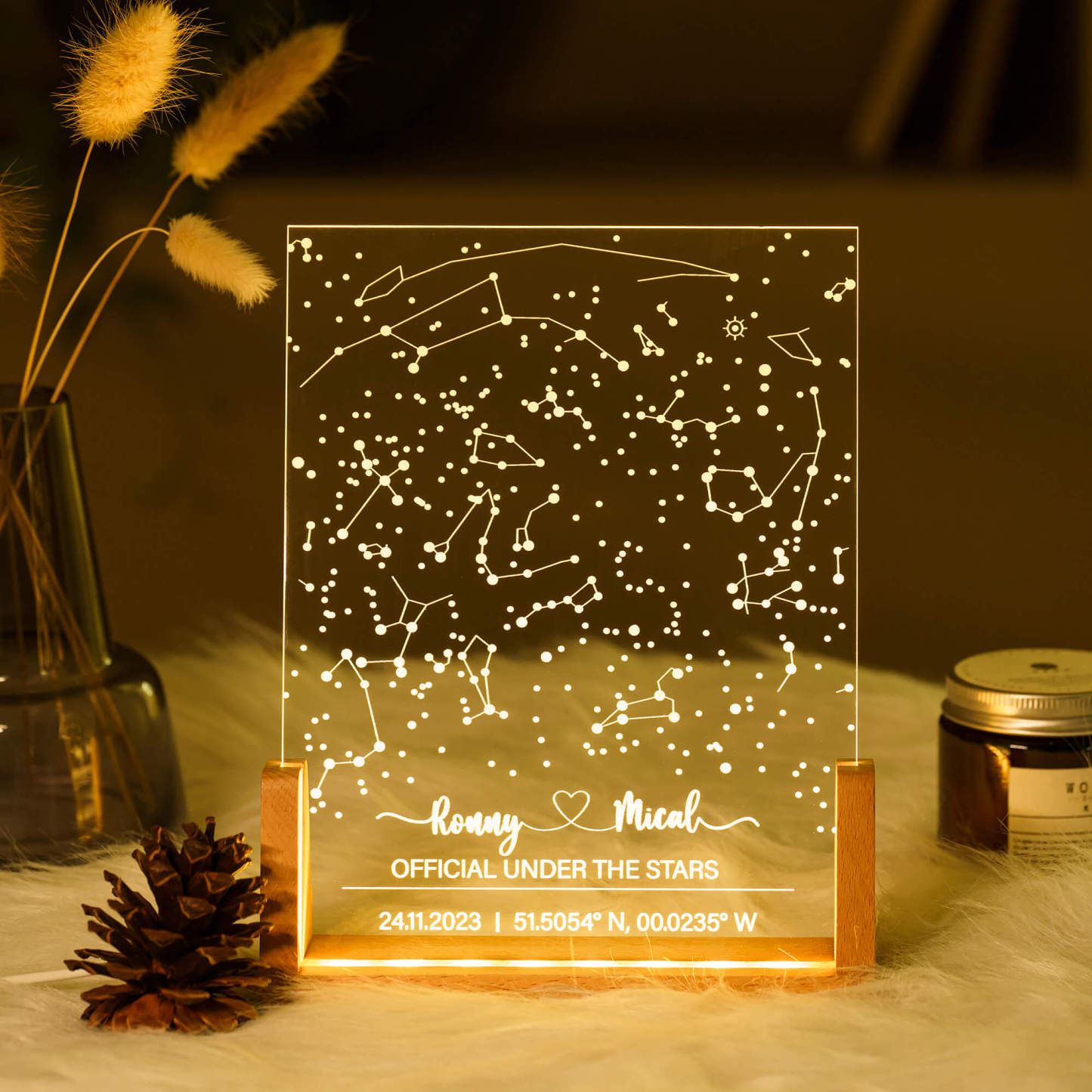 Custom Star Map Night Light - Personalized Night Light for Daily Use, Anniversaries & Special Occasions