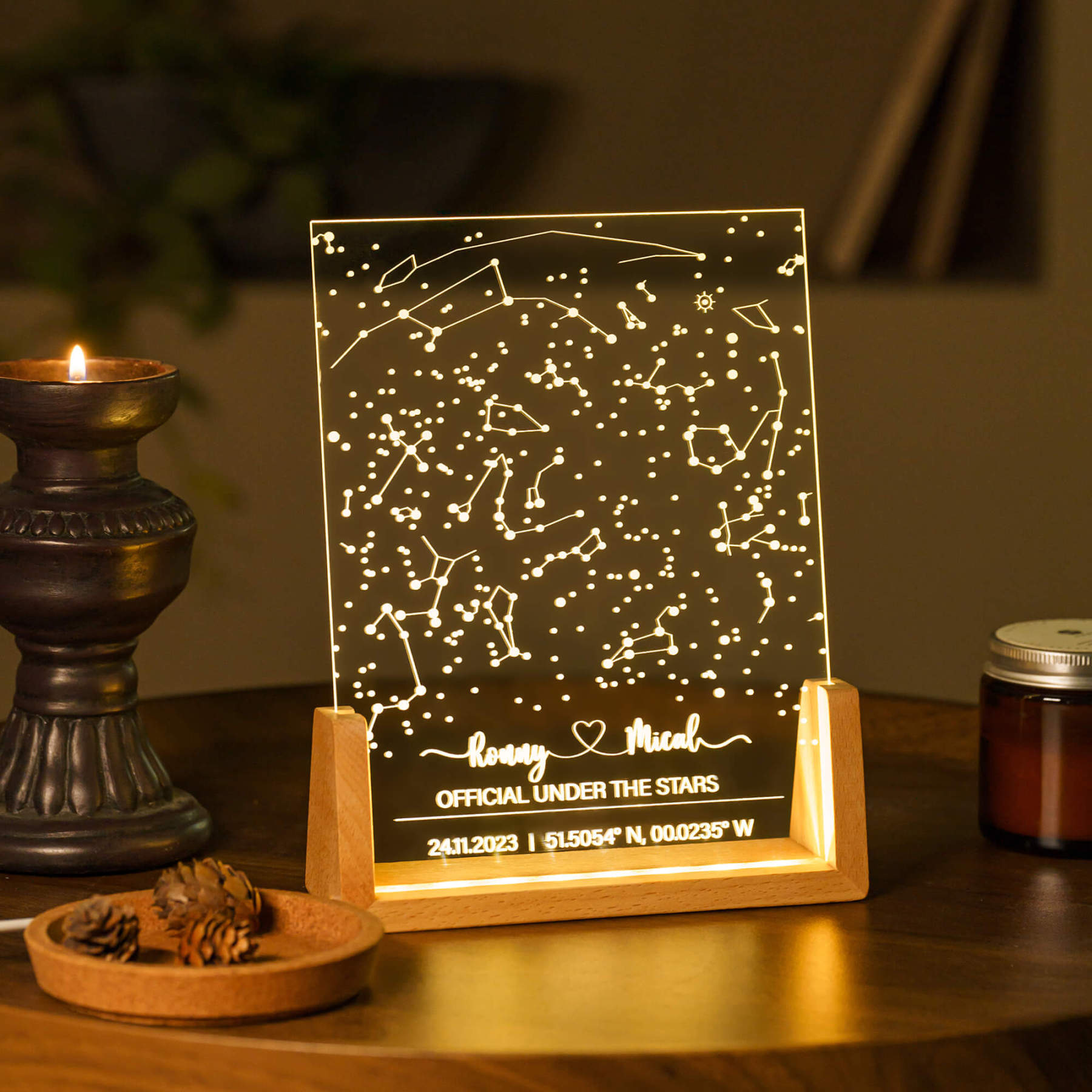 Custom Star Map Night Light - Personalized Night Light for Daily Use, Anniversaries & Special Occasions