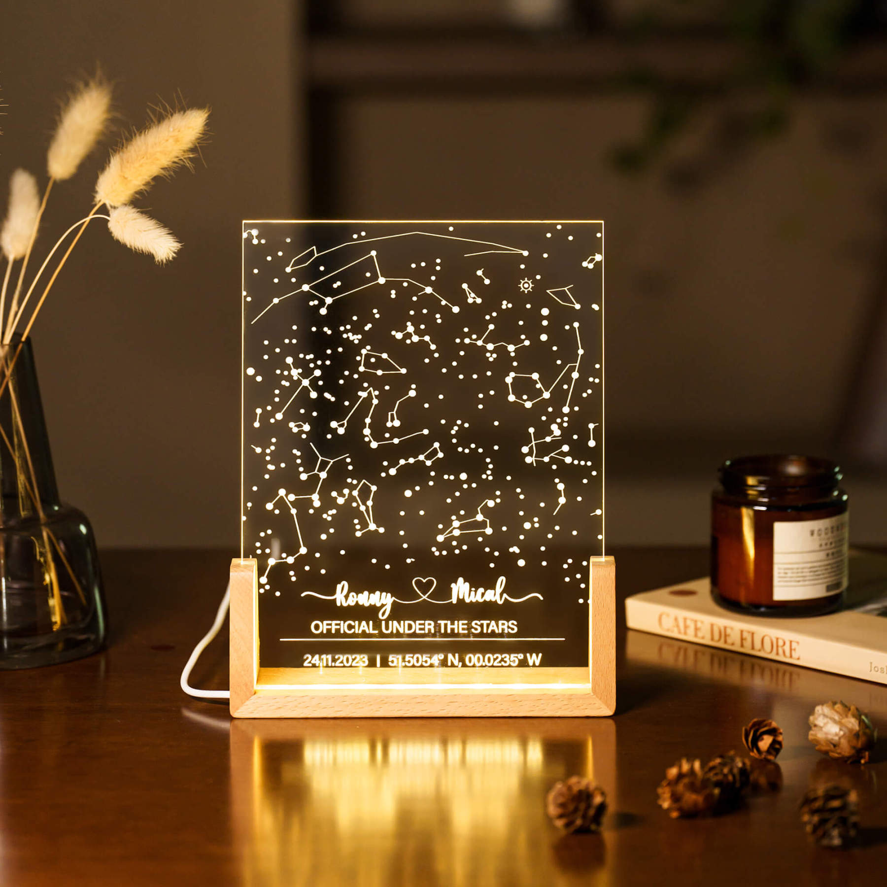 Custom Star Map Night Light - Personalized Night Light for Daily Use, Anniversaries & Special Occasions
