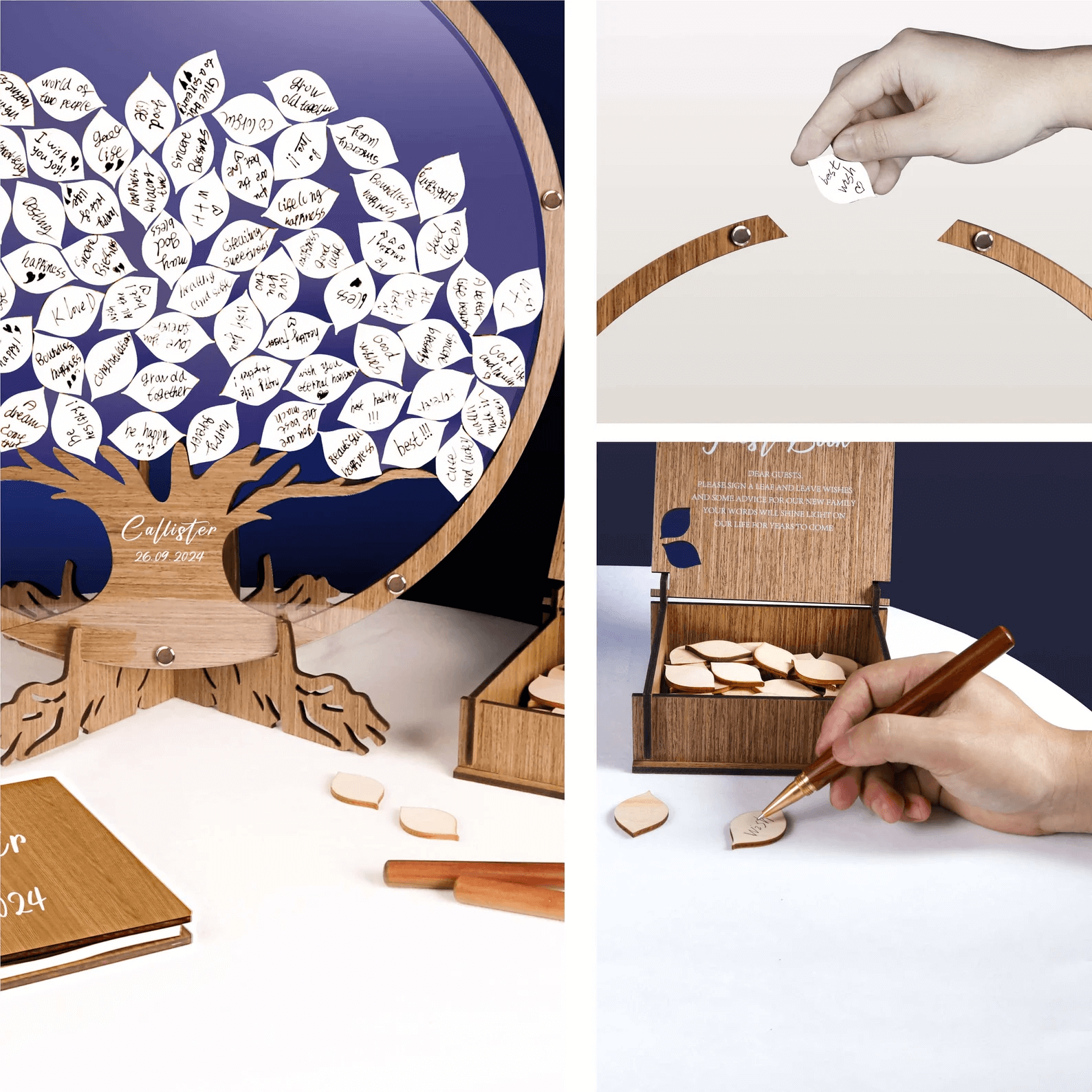 Family Tree Guest Book - Unique Wedding Guest Book Alternative with Personalized Leaves