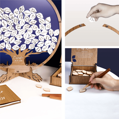 Family Tree Guest Book - Unique Wedding Guest Book Alternative with Personalized Leaves