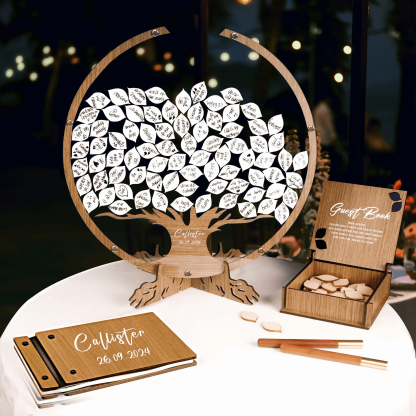 Family Tree Guest Book - Unique Wedding Guest Book Alternative with Personalized Leaves