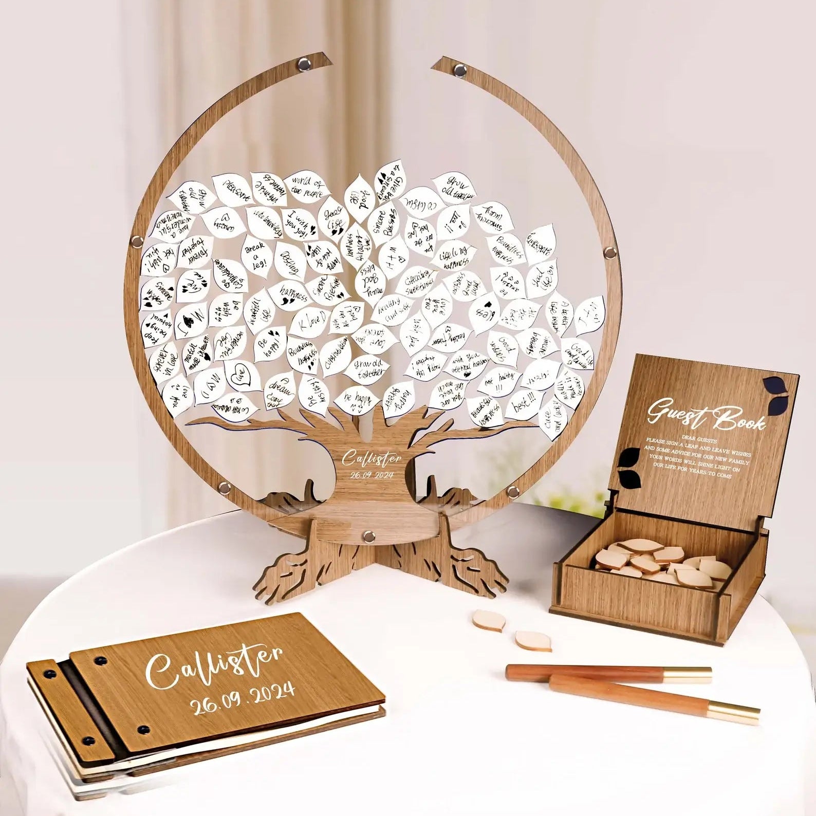 Family Tree Guest Book - Unique Wedding Guest Book Alternative with Personalized Leaves