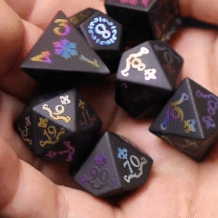Black Obsidian D&D Gem Dice Set – Matte Black, Sharp Edge, Perfect RPG Gift for Friends