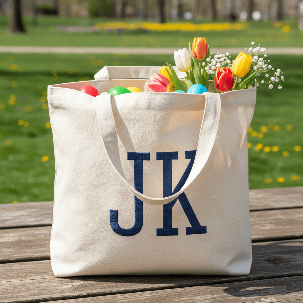 Personalized Easter Canvas Tote Bag for Adults