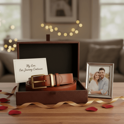 Personalized leather belt gift for Father's Day or anniversary present for husband.