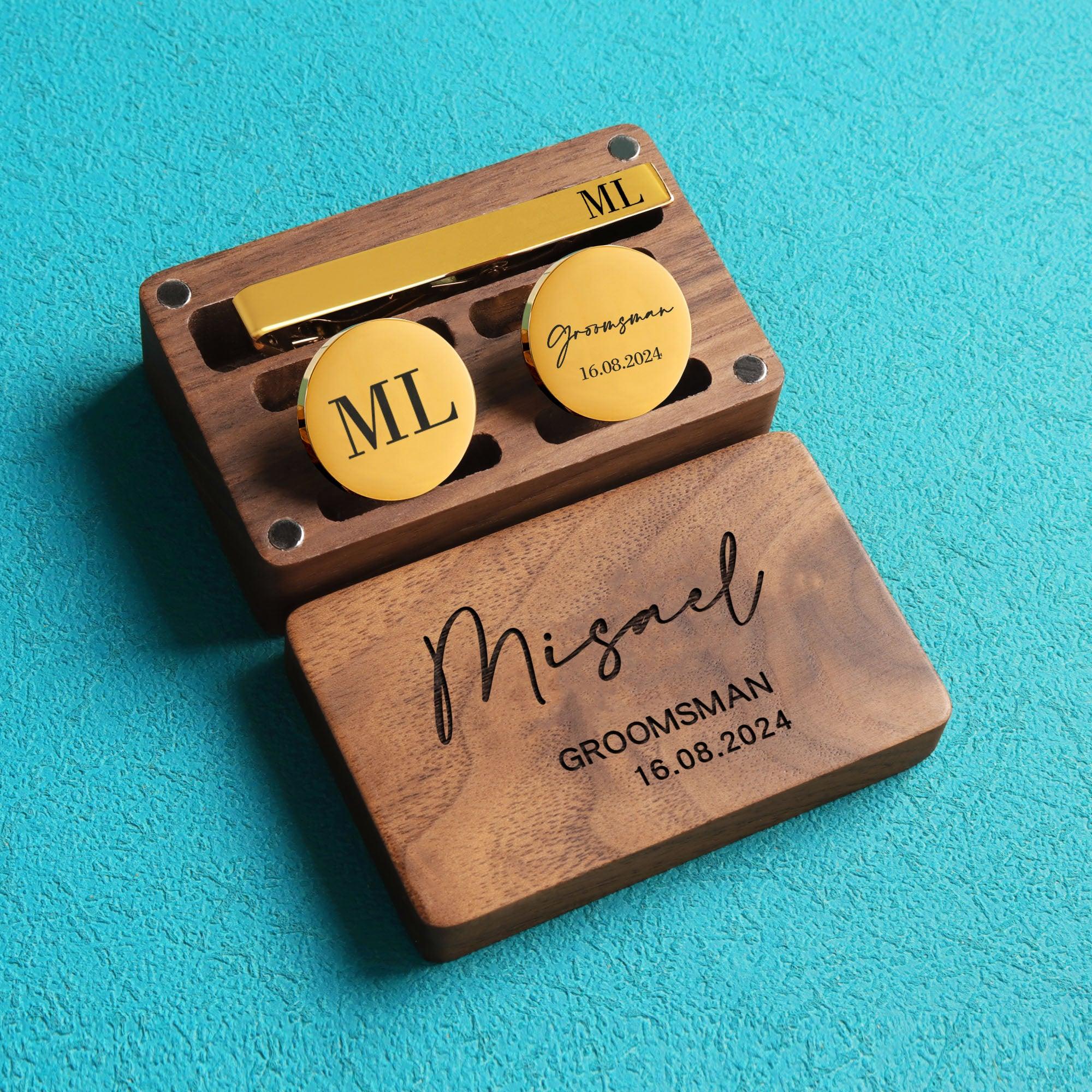 Custom Engraved Cufflink Set for Men - Personalized Wedding, Birthday, Anniversary Gift
