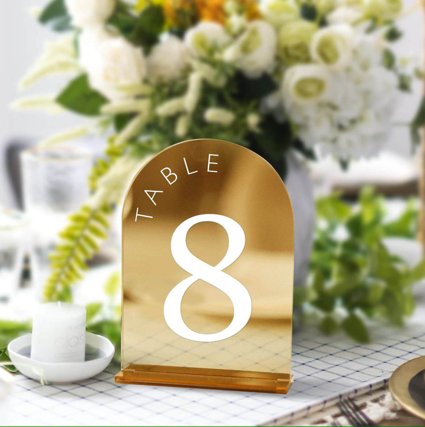 Mirror Arch Acrylic Table Number