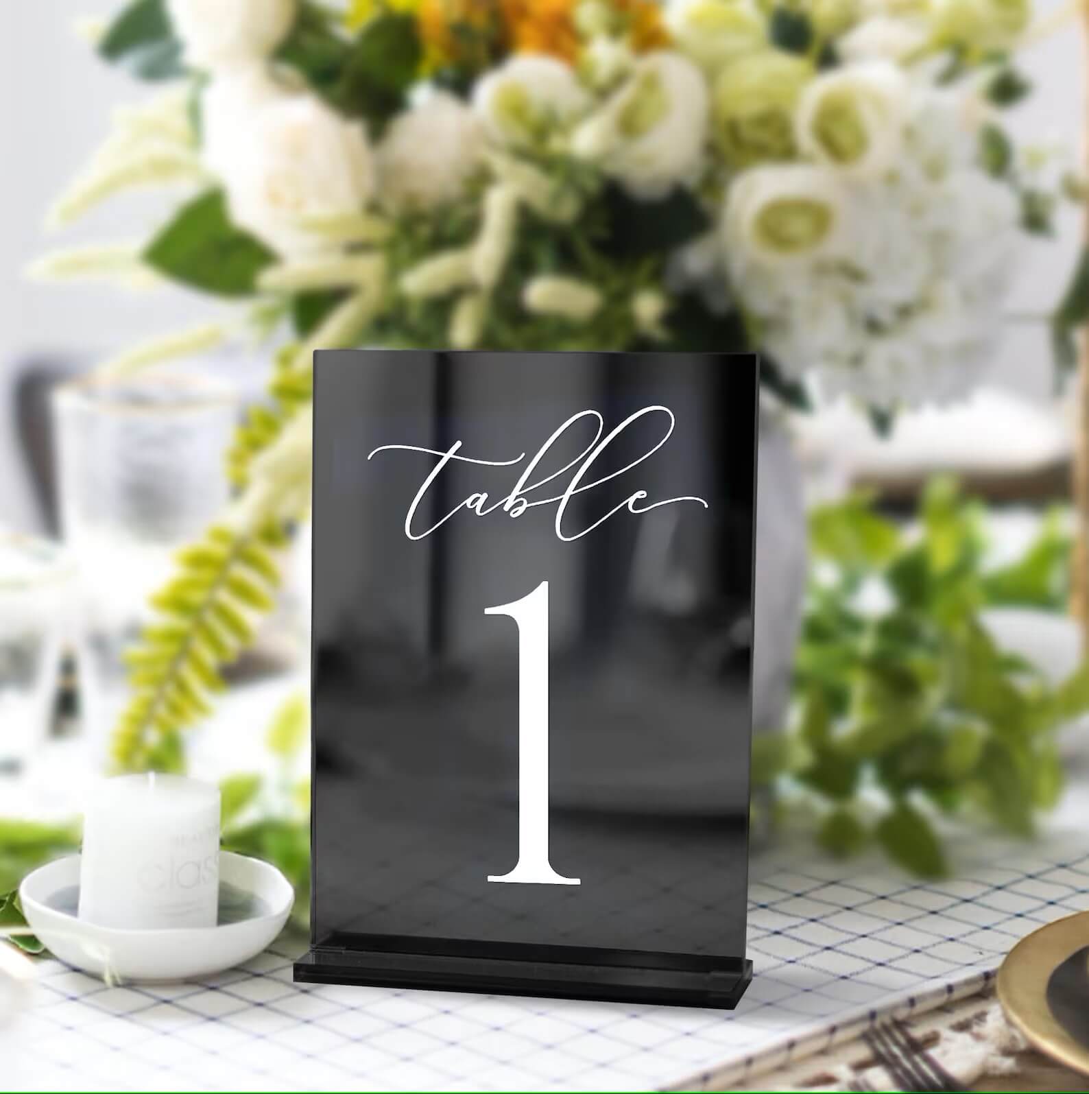 Mirror Square Acrylic Table Numbers - Elegant Wedding Table Numbers with Reflective Finish