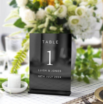 Mirror Square Acrylic Table Numbers - Elegant Wedding Table Numbers with Reflective Finish