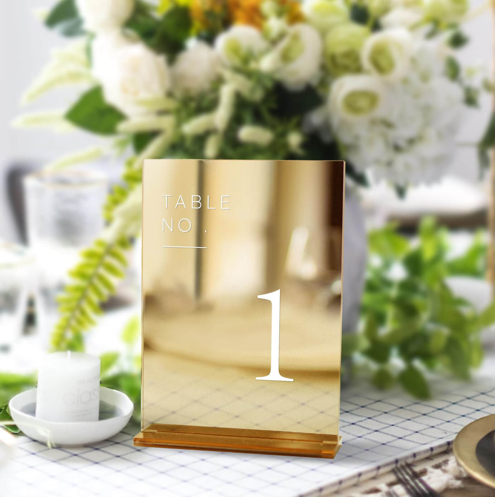 Mirror Square Acrylic Table Numbers - Elegant Wedding Table Numbers with Reflective Finish