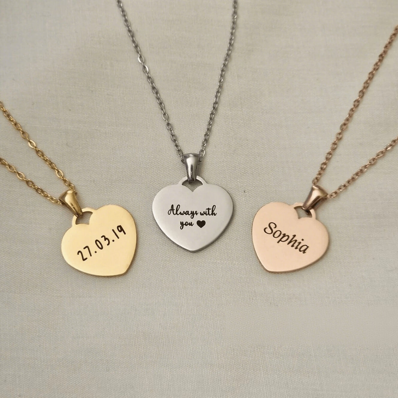 Personalised Engraved Heart Necklace | Custom Gift for Her