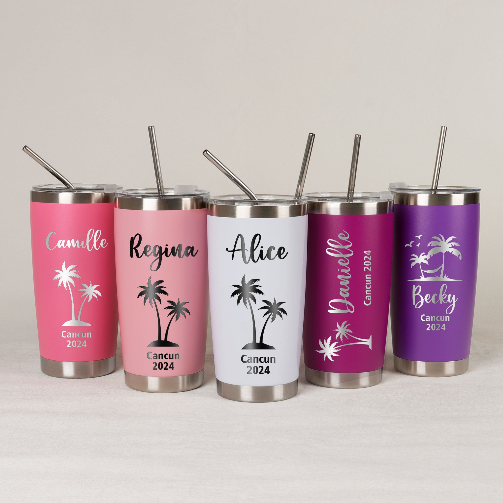 Personalized 20oz Palm Tree Tumbler - Bridesmaid Gift & Travel Mug