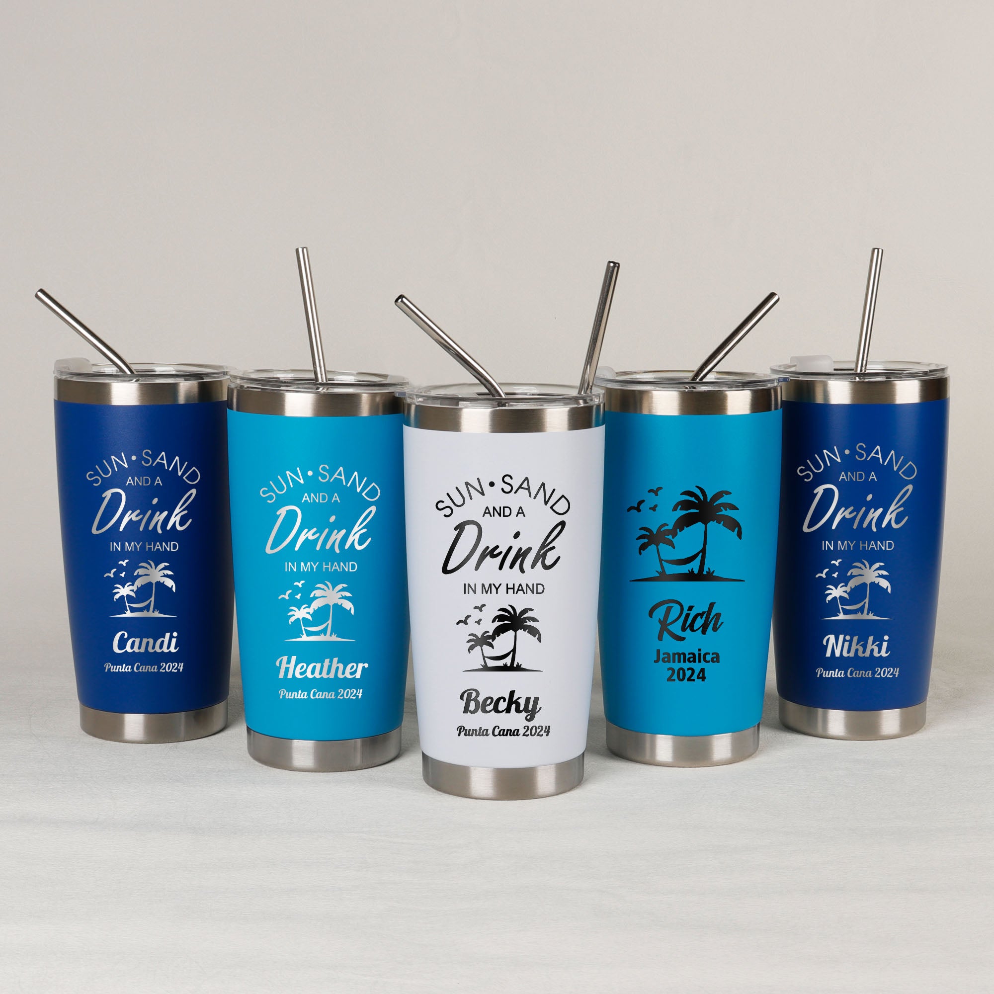 Personalized 20oz Palm Tree Tumbler - Bridesmaid Gift & Travel Mug