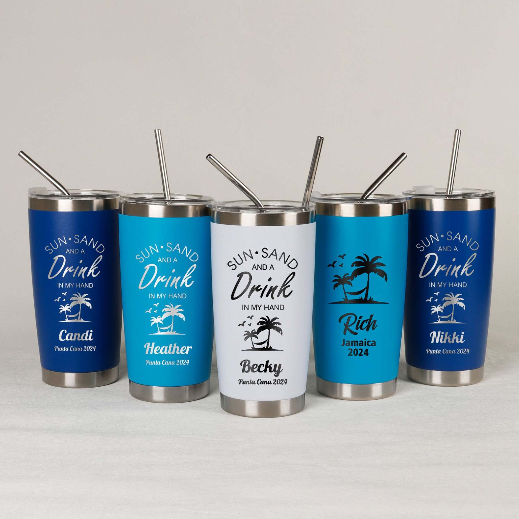 Personalized 20oz Palm Tree Tumbler - Bridesmaid Gift & Travel Mug