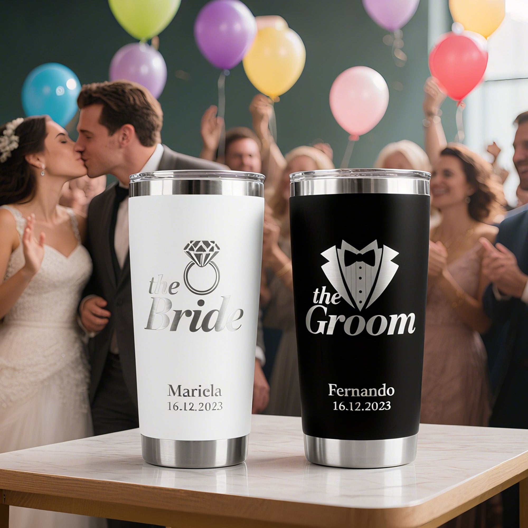 Personalized 20oz Tumbler for Wedding- Wedding Party Favors, Bachelorette & Bridal Shower Gift