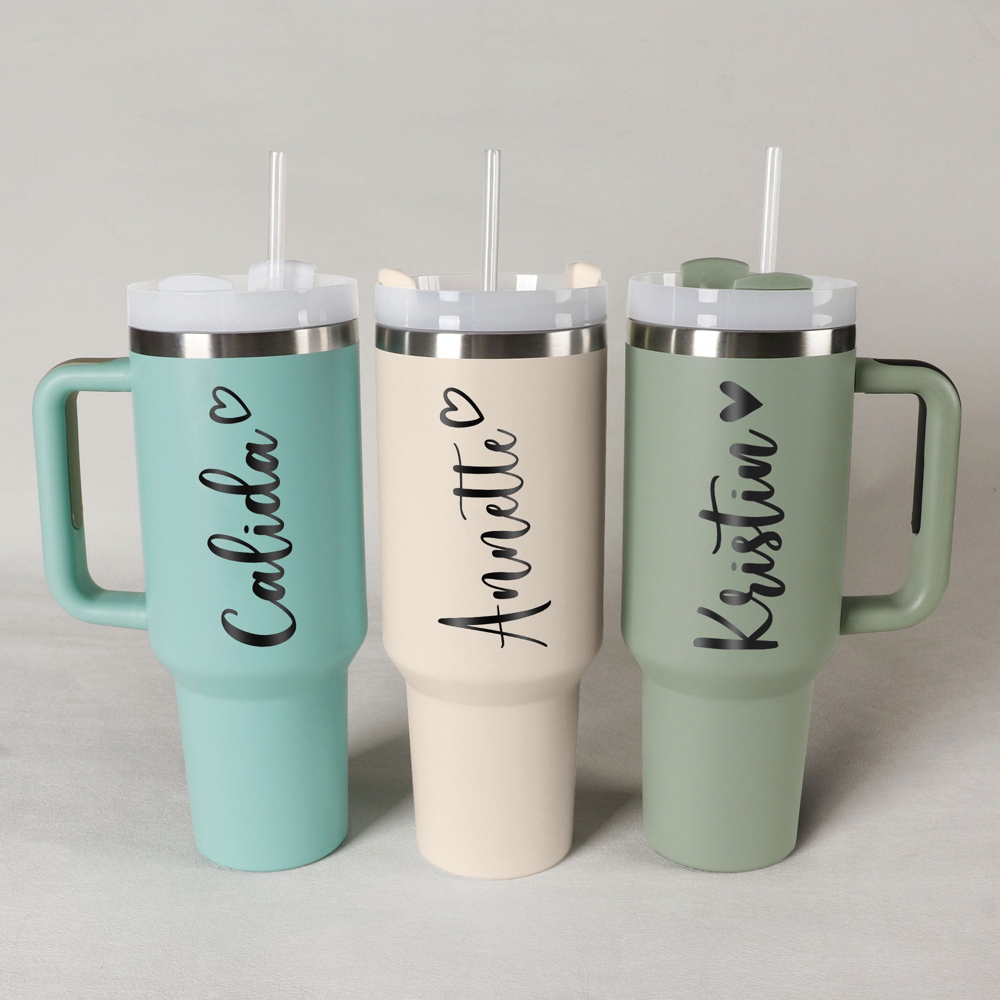 Personalized 40oz Tumbler with Name & Heart - Daily use & Bachelorette Party Gift