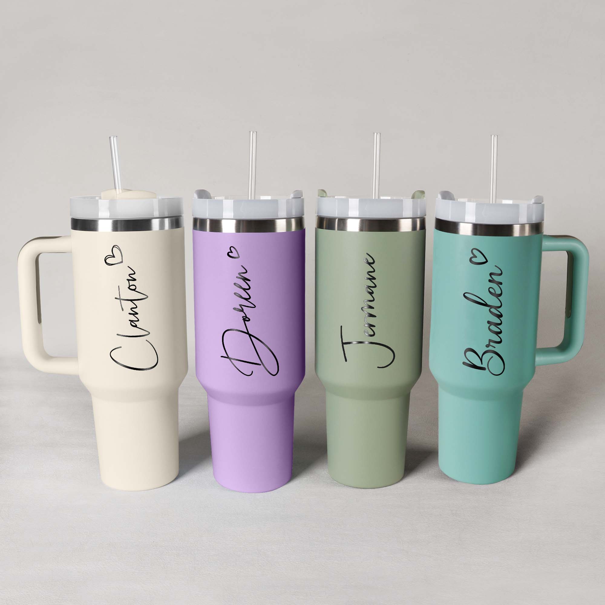 Personalized 40oz Tumbler with Name & Heart - Daily use & Bachelorette Party Gift