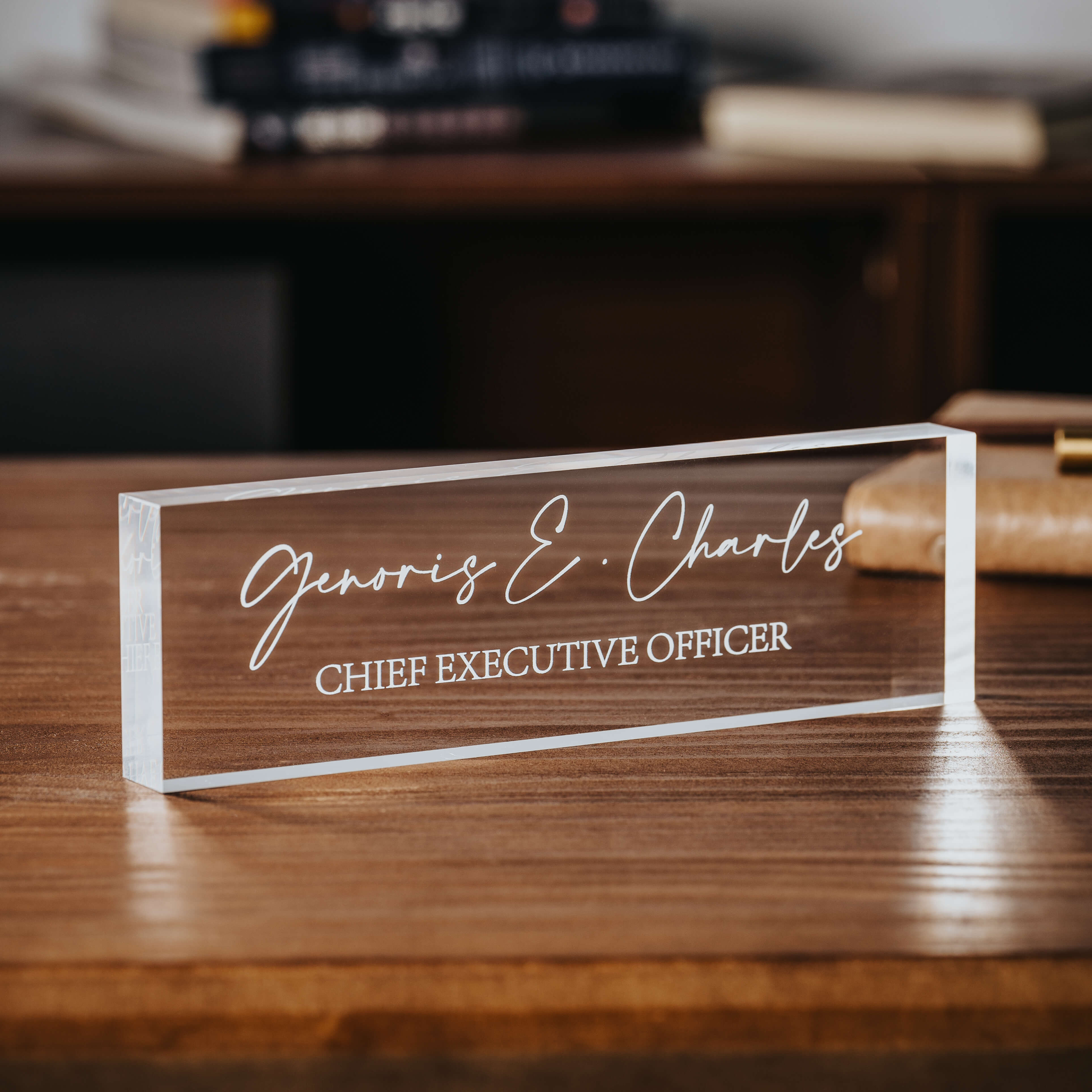 Personalized Acrylic Desk Name Plate – Custom Nameplate for Office or Workspace